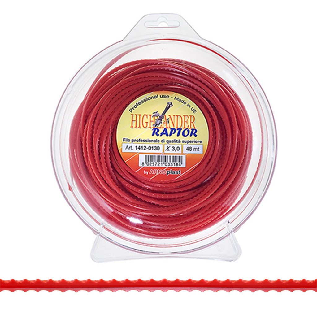 FILO DECESPUGLIATORE ROSSO - MM 3,0 - MT 24 - SEGHETTATO RAPTOR